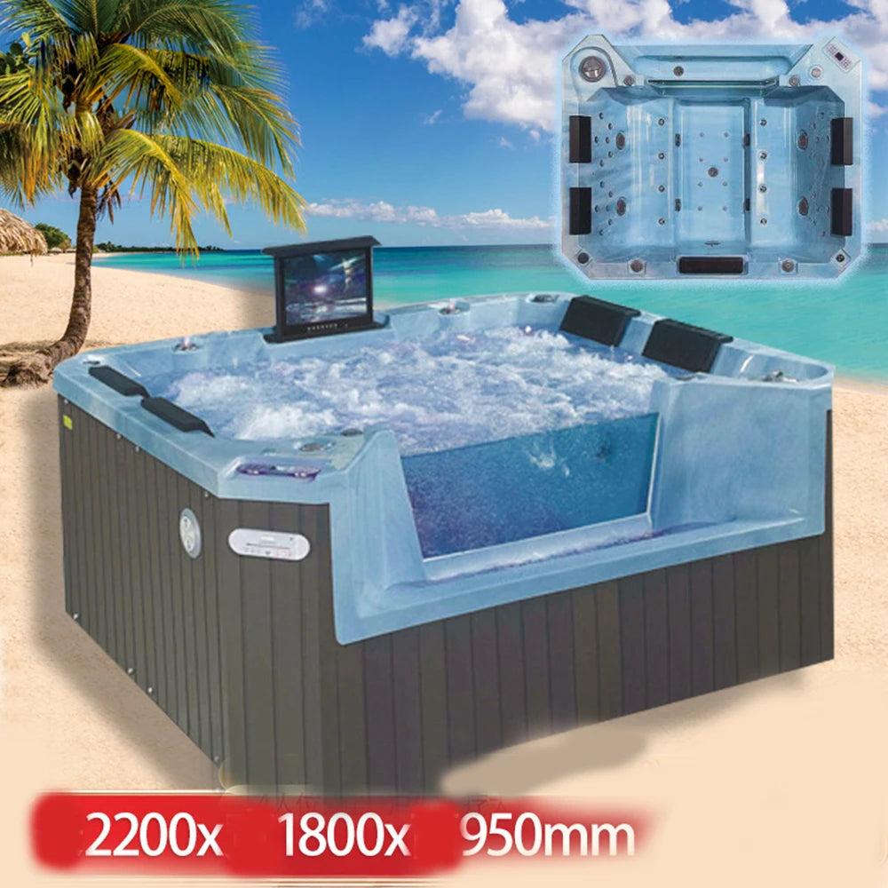 2200X1800X950mm 4-Personen-Schwimmbad Whirlpool-Badewanne Acryl-Hydromassage-Surfing-Massage-SPA H5530A