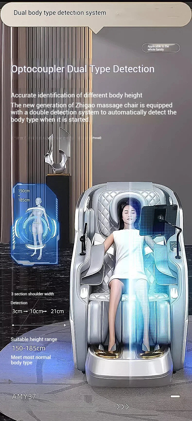 2025 4D-Massagesessel Shiatsu-Massage Ganzkörpermassagesessel Schwerelosigkeit, ausziehbare Fußstütze, SL Track Heizung Airbags, Heizung