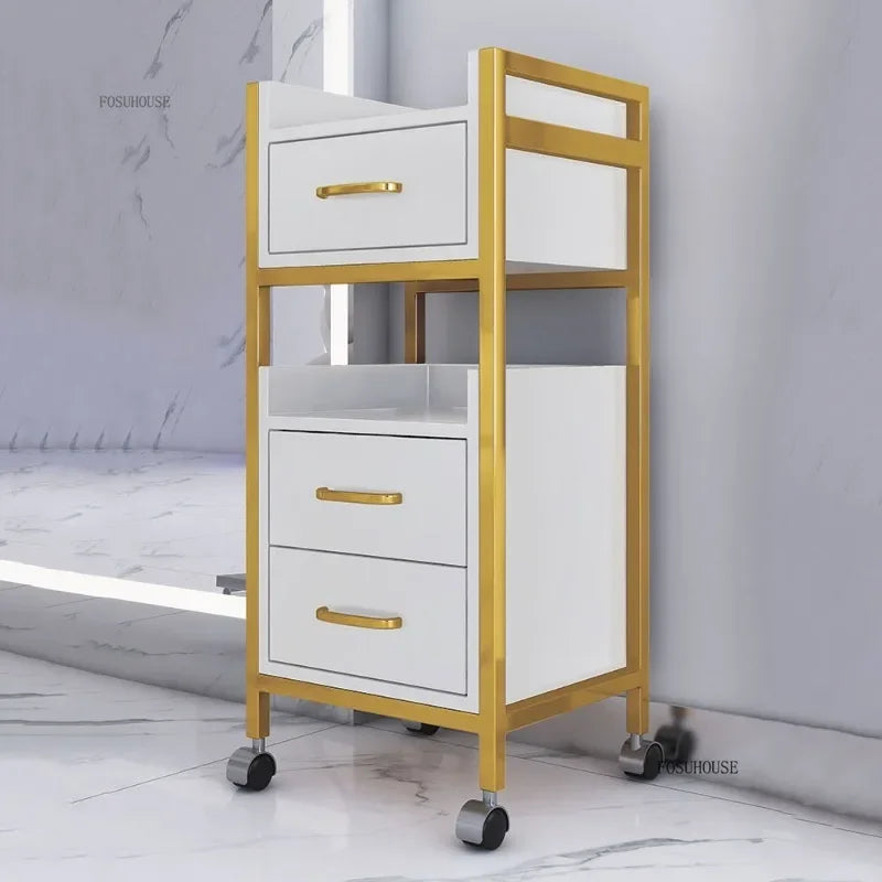 Spezielle Salon-Rollwagen Schrank Friseursalon Kommerzielle Möbel Barbier-Shop Multifunktionaler Aufbewahrungswagen mit Schublade