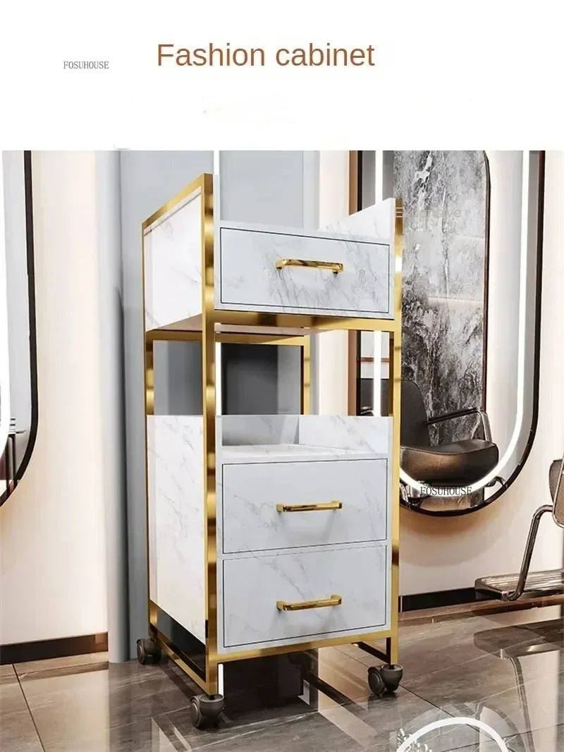 Spezielle Salon-Rollwagen Schrank Friseursalon Kommerzielle Möbel Barbier-Shop Multifunktionaler Aufbewahrungswagen mit Schublade