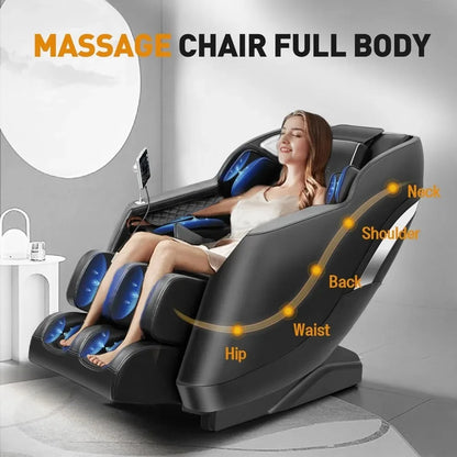 Massagesessel Ganzkörper: mit 8 festen Massagepunkten, Schwerelosigkeit, Taillen- & Beinheizung, Airbag-Massage, Bluetooth Musik, LED-Fernbedienung