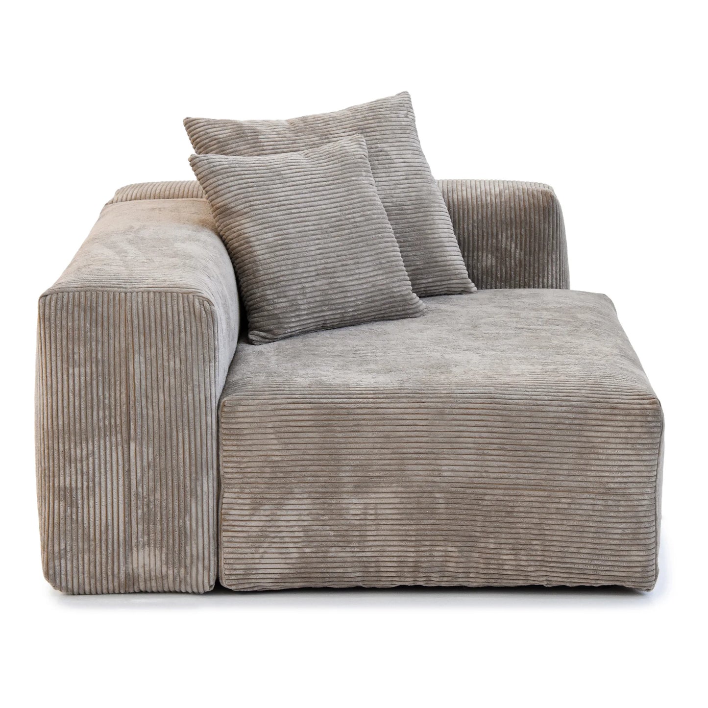 Modernes Cord-Sofa mit 4 Kissen, 102" L-förmiges Sofa mit Chaiselongue und Ottoman, Hartholzrahmen-Sofa für das Wohnzimmer
