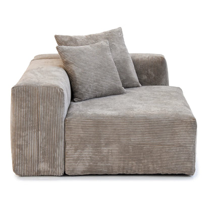 Modernes Cord-Sofa mit 4 Kissen, 102" L-förmiges Sofa mit Chaiselongue und Ottoman, Hartholzrahmen-Sofa für das Wohnzimmer
