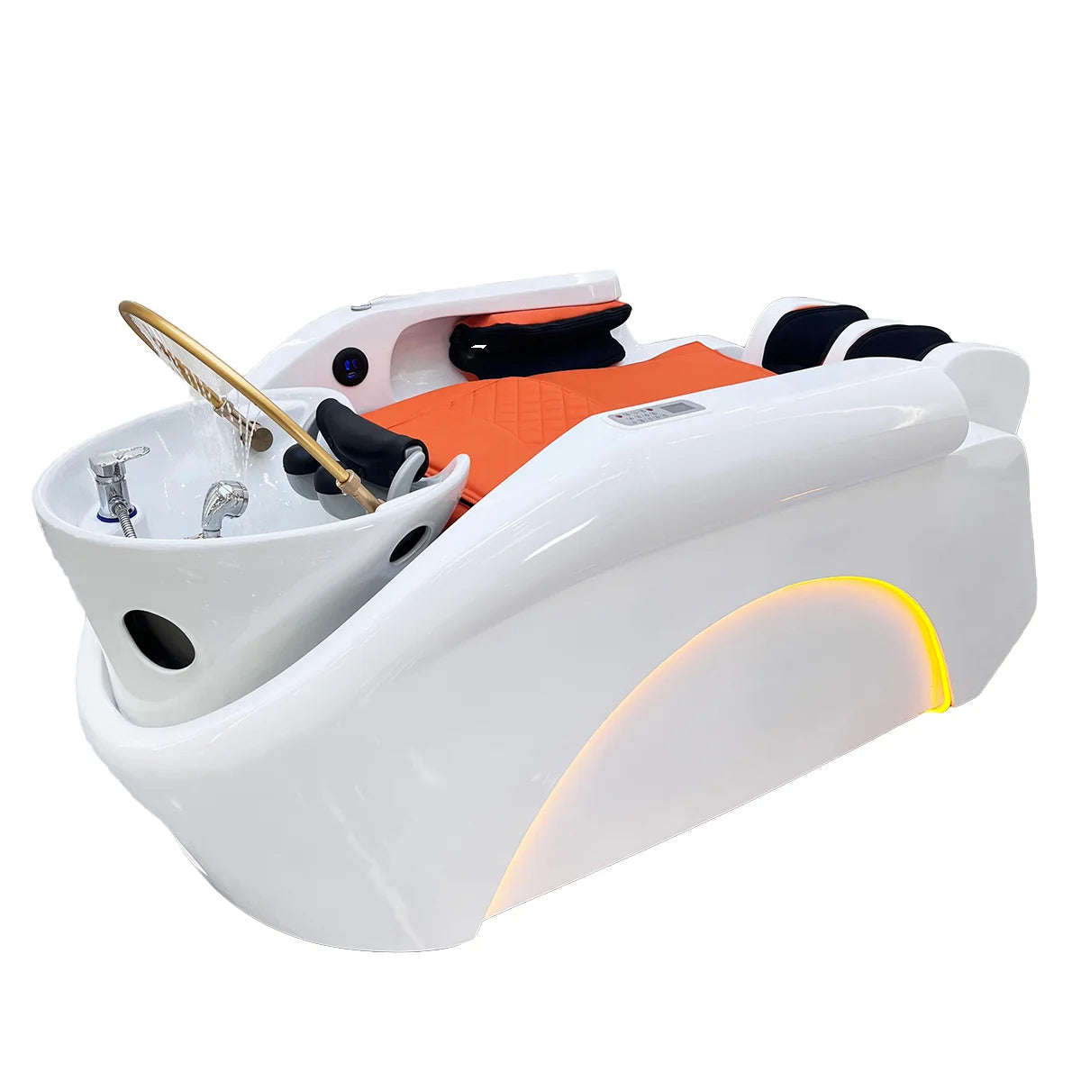 Professional Barber Shop Furniture Modern Intelligent Head Massage Salon Shampoo Bed Ceramic Basin Hydrotherapy Device