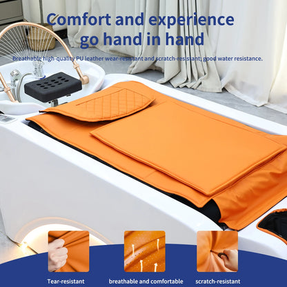 Lieferant von Salonmöbeln Elektrisches Spa-Kopf-Wassertherapie-Shampoobett Haarwasch-Massagestuhl Shampoobetten mit Beckendampfgerät