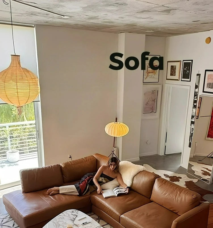 Ledersofa, antikes, milchbraunes, erstklassiges Rindsleder, L-förmiges Chaiselongue für das Wohnzimmer, amerikanisches Retro-Ledersofa