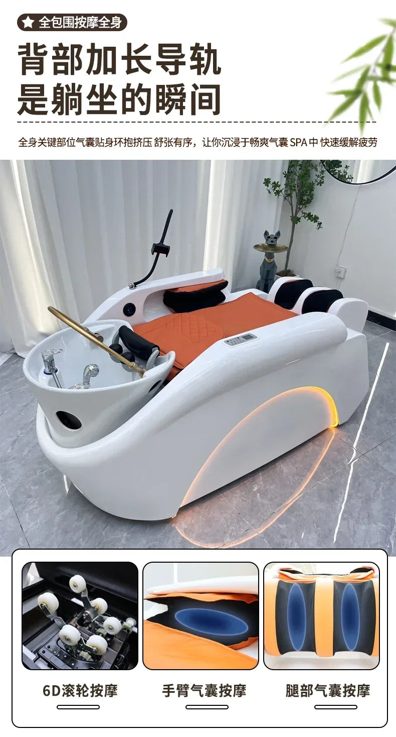 Asmt59 High-End Intelligente Massageshampoo-Liege Spezielle Wassertemperatur-Zirkulation Automatische Multifunktions-Friseursalon-Waschanlage