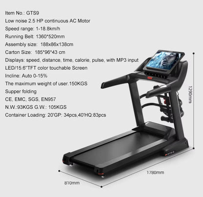 Electric Folding Treadmill Sport Gym Equipment Luxury Training Body Strong Commercial Treadmill Smart Incline Vacuum Treadmill