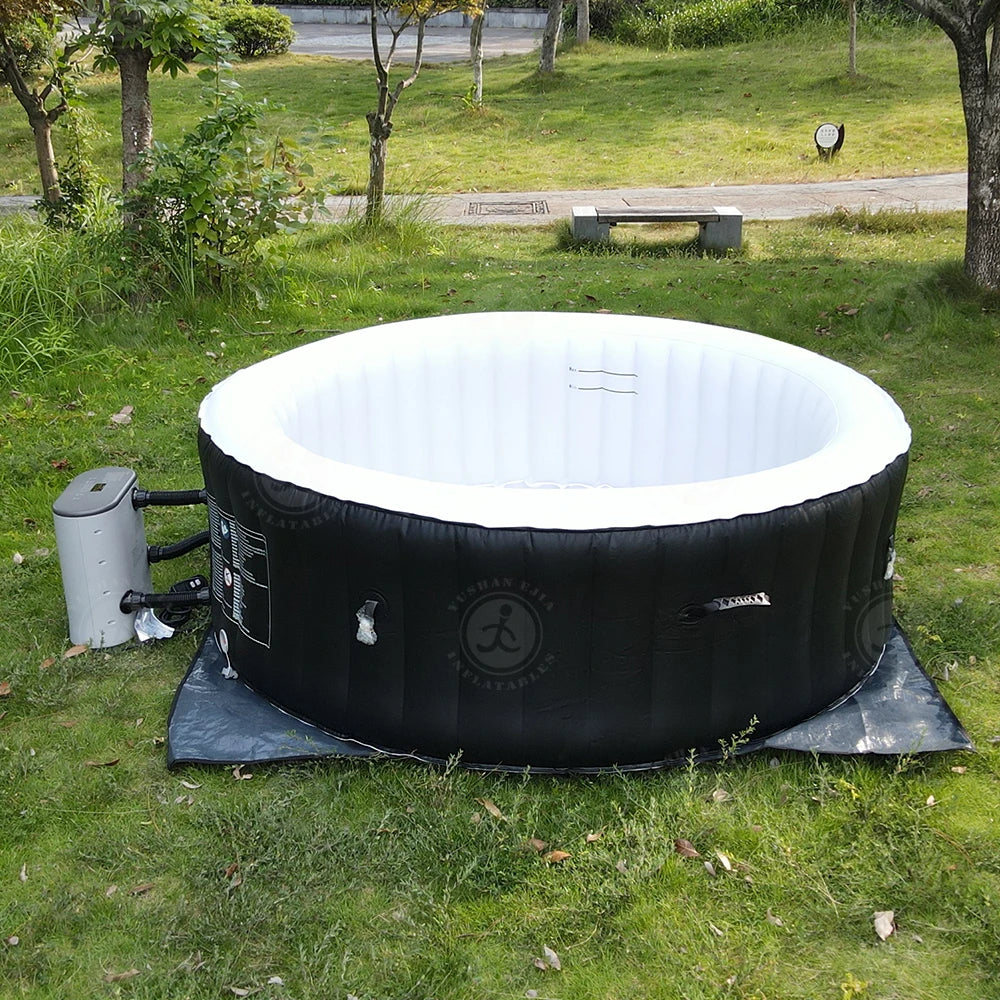 Für Backyard Familienparty 4-6 Personen aufblasbarer Whirlpool Jacuzzi Outdoor Spa Poolmit LED-Beleuchtung