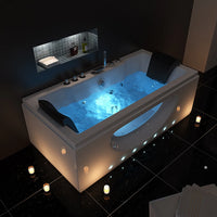 Modern White Acrylic Rectangle Shaped 2-Person Massage Whirlpool Spa Hot Tub Freestanding Drainer for Bathroom Shower Villas