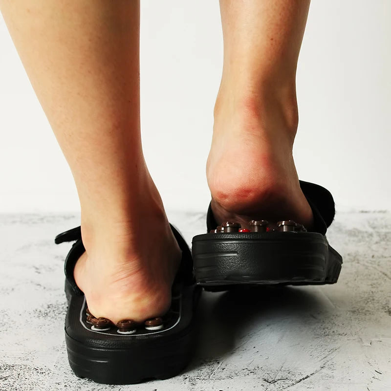 Akupressur Massage Pantoffeln Sandalen für Herren Füße Chinesische Akupressur Therapie Medizinische Rotierende Fußmassage Schuhe Unisex