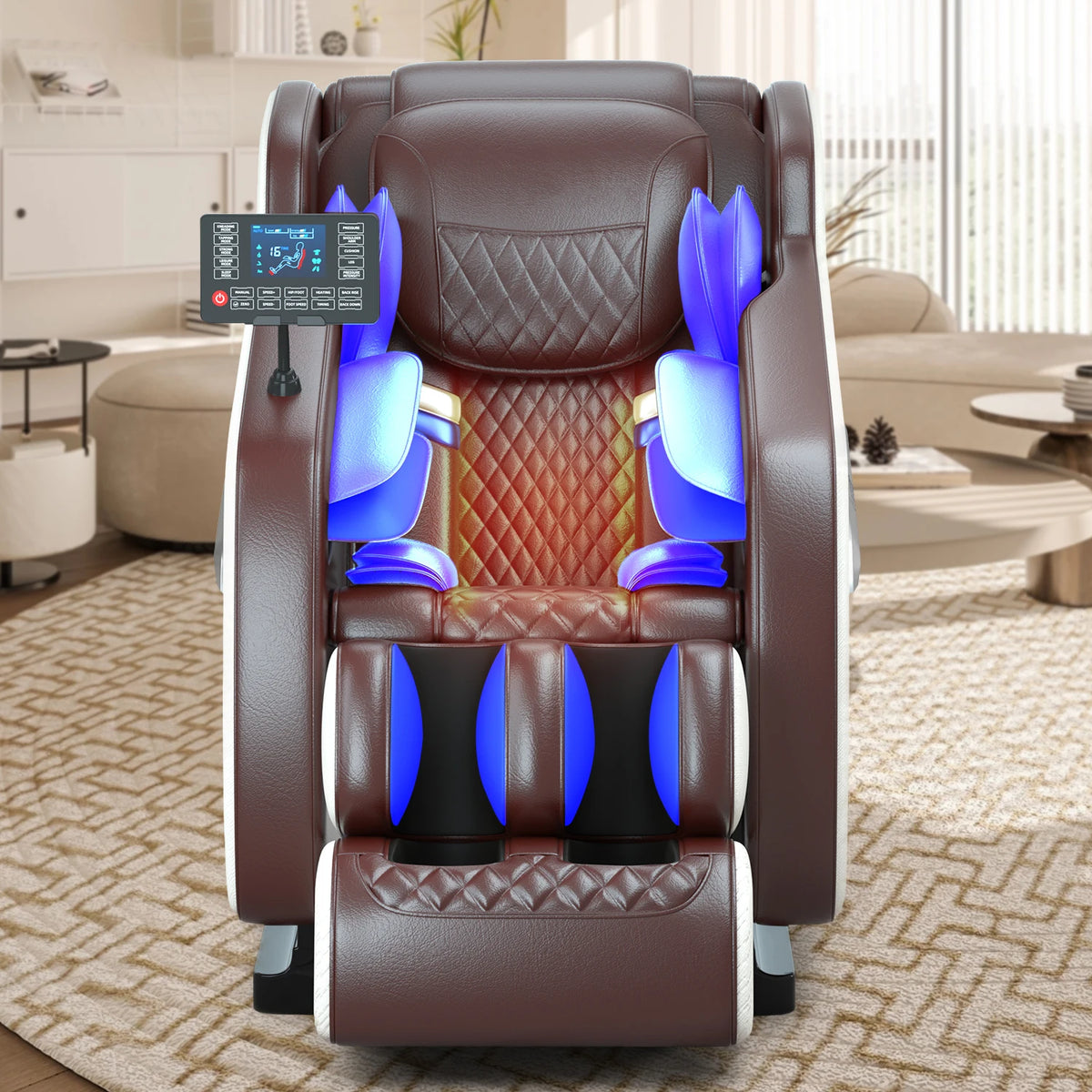 4D-Zero-Gravity-Massagesessel, automatische Heizfunktion, Bluetooth-Musik, Airbag und Shiatsu-Liegefunktion