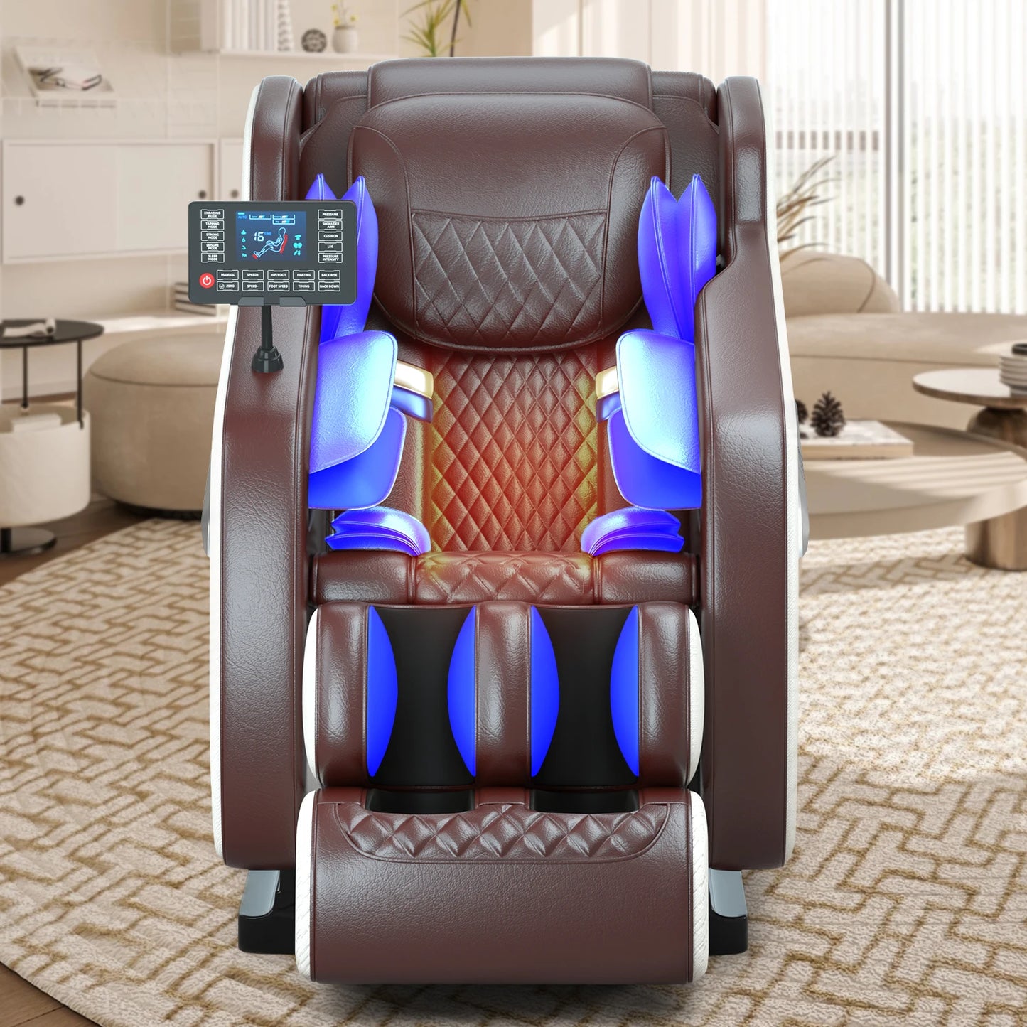 4D-Zero-Gravity-Massagesessel, automatische Heizfunktion, Bluetooth-Musik, Airbag und Shiatsu-Liegefunktion