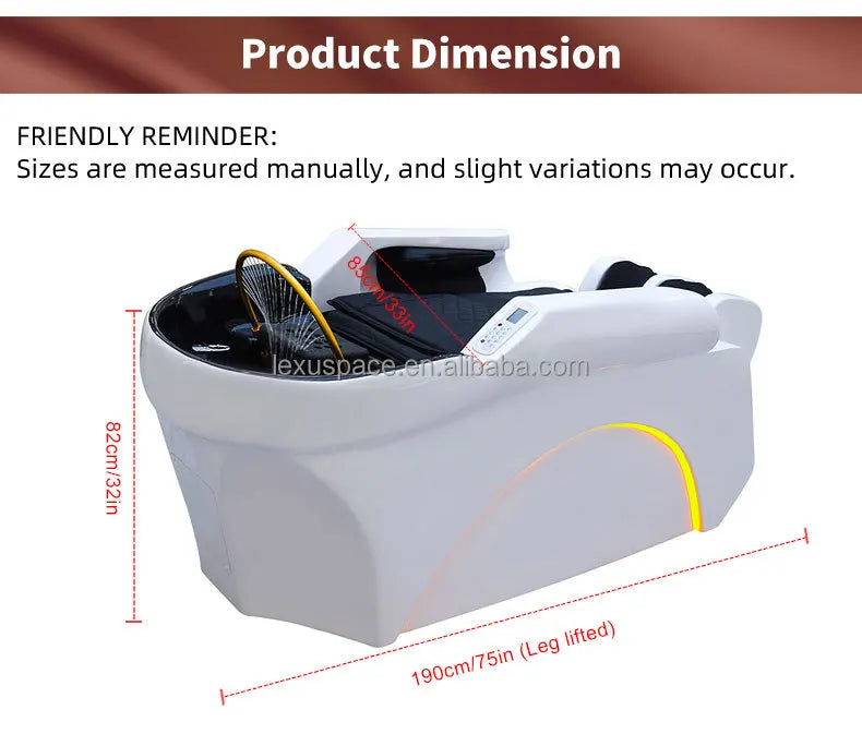 Multifunktionaler japanischer Head Spa Haarwaschsessel mit bequemer Kopfstütze, modernes Design für Friseursalons, Fabrikpreis