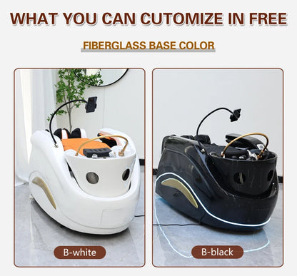 Multifunktionaler japanischer Head Spa Haarwaschsessel mit bequemer Kopfstütze, modernes Design für Friseursalons, Fabrikpreis