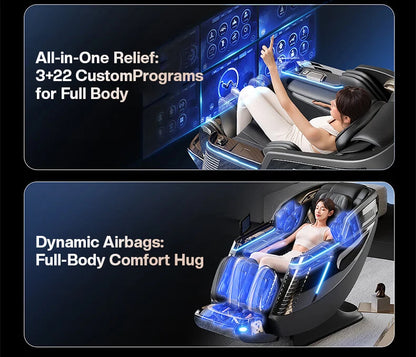 Hot Sell 4D 3D Zero-Gravity-Stuhl Dual Core Massager Ganzkörpermassagegerät Luxus-SL-Track-Massagesessel Fabrik