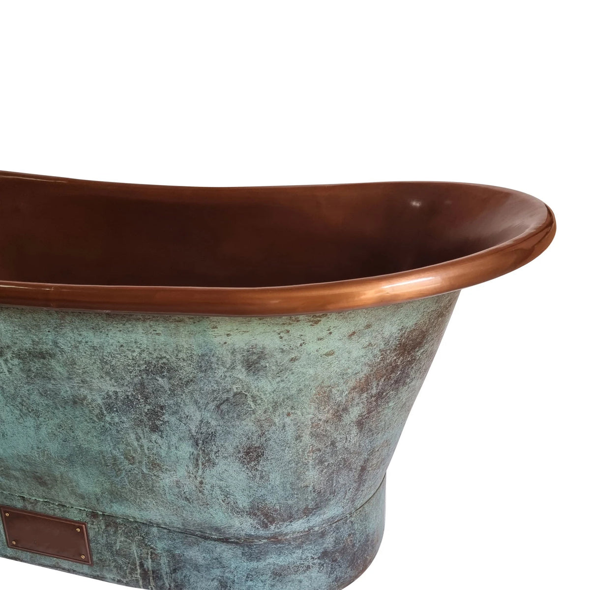 Grün Patiniertes Antik-Finish Freistehende Badewanne aus Kupfer Hochwertige handgefertigte elegante Standfuß-Badewanne