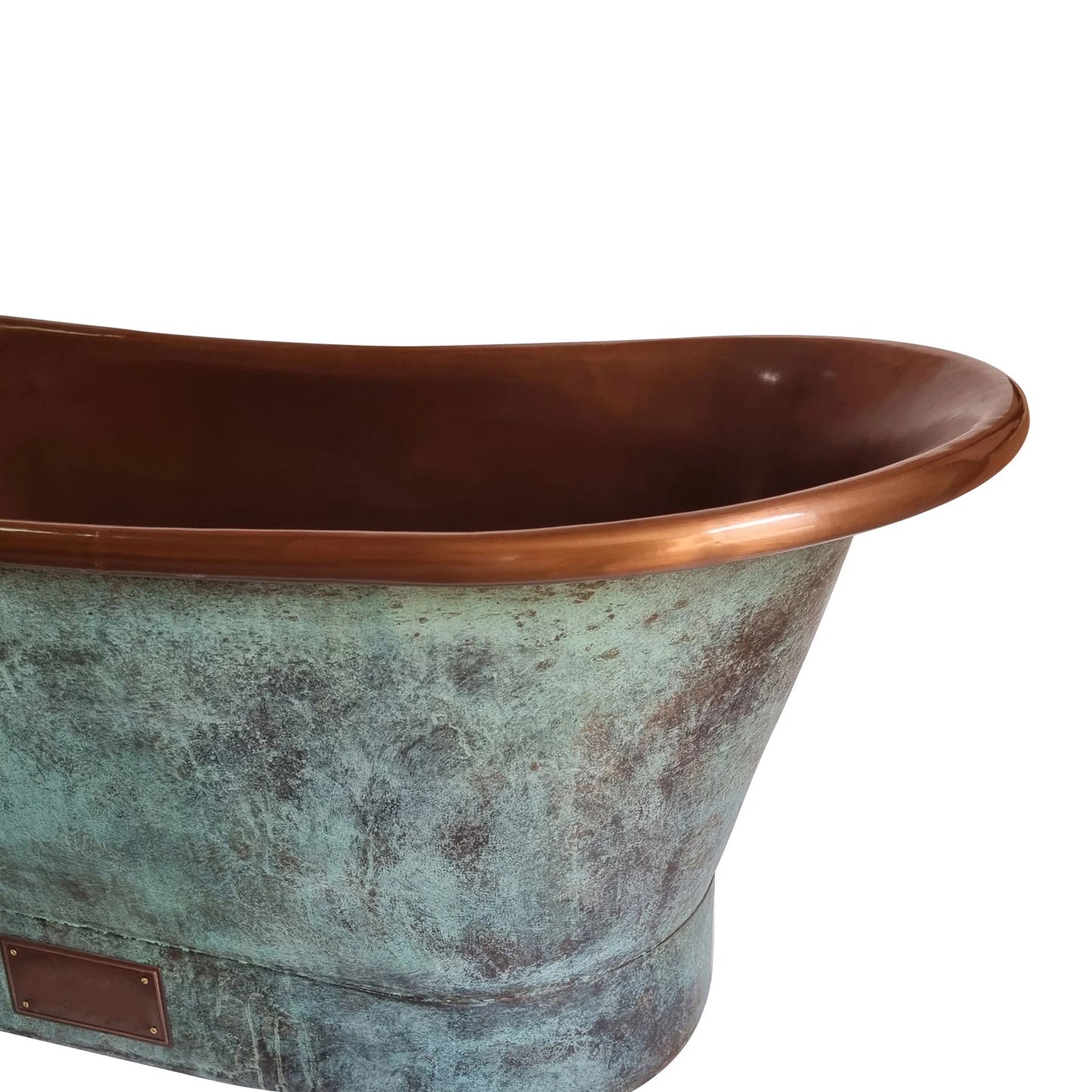 Grün Patiniertes Antik-Finish Freistehende Badewanne aus Kupfer Hochwertige handgefertigte elegante Standfuß-Badewanne