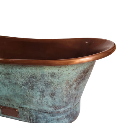 Grün Patiniertes Antik-Finish Freistehende Badewanne aus Kupfer Hochwertige handgefertigte elegante Standfuß-Badewanne
