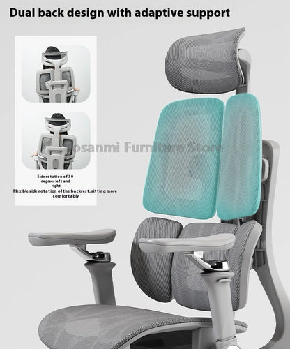 Multifunktionaler ergonomischer Mesh-Bürostuhl, verstellbarer Gaming-Computerstuhl mit Fußstütze, Premium-Heim-PC-Drehsessel