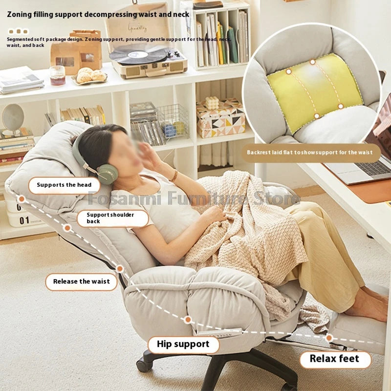 Komfortabler weicher Bürostuhl mit verstellbaren Armlehnen Ergonomischer Home-Office-Stuhl mit breiter Sitzfläche High-Back Gaming-Sessel