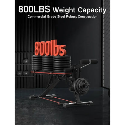 Adjustable Weight Bench, Professional Workout Bench with Leg Extension and Leg Curl, Heavy Duty Benches with Resistance Bands, F