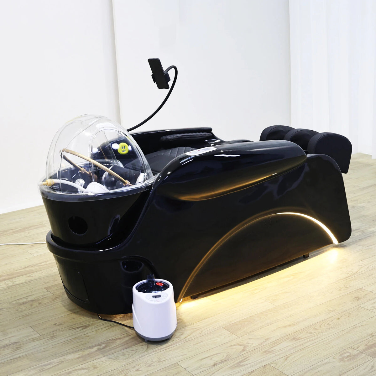 Luxuriöses automatisches Massage-Shampoo-Bett mit ergonomischem Design, LED-Lichtleiste, ideal zum Haarewaschen und Entspannen im Salon