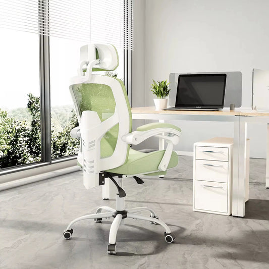 JHK Ergonomischer Liege-Gaming-Stuhl mit hoher Rückenlehne aus Mesh, Wohnzimmer-Schaukelstuhl, Bürostuhl, Drehstuhl, Rollstuhl, Lendenstützkissen