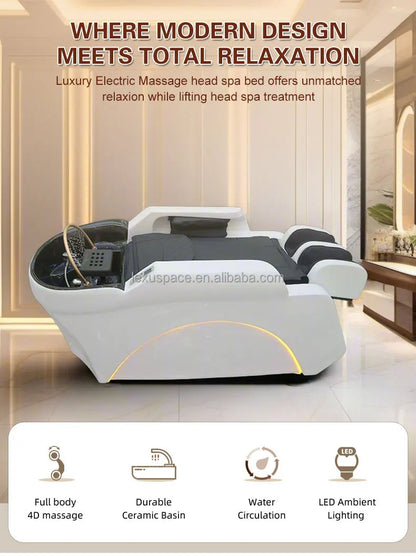 Multifunktionaler japanischer Head Spa Haarwaschsessel mit bequemer Kopfstütze, modernes Design für Friseursalons, Fabrikpreis
