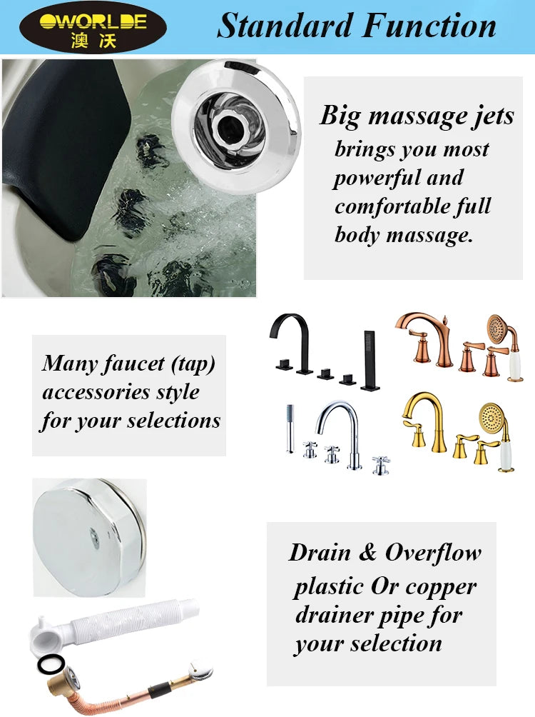 6072 Kit Whirlpool-Jacuzzi-Preise Einzelbadewannen mit Hydrotherapie-Spa Yacuzzi Eisbadewannen