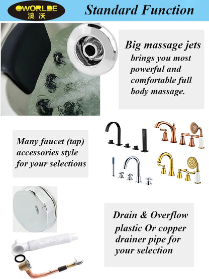 6072 Kit Whirlpool-Jacuzzi-Preise Einzelbadewannen mit Hydrotherapie-Spa Yacuzzi Eisbadewannen
