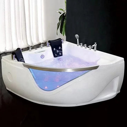 Premium Triangular Acrylic 2-Person Massage Bathtub With Enhanced Hydrotherapy Jets And Chromotherapy Lighting