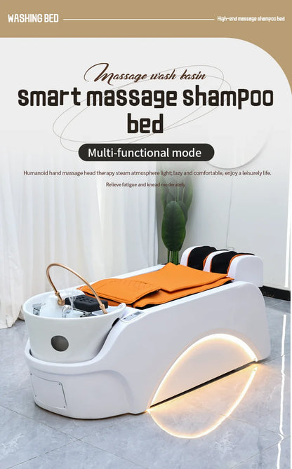 Lieferant von Salonmöbeln Elektrisches Spa-Kopf-Wassertherapie-Shampoobett Haarwasch-Massagestuhl Shampoobetten mit Beckendampfgerät