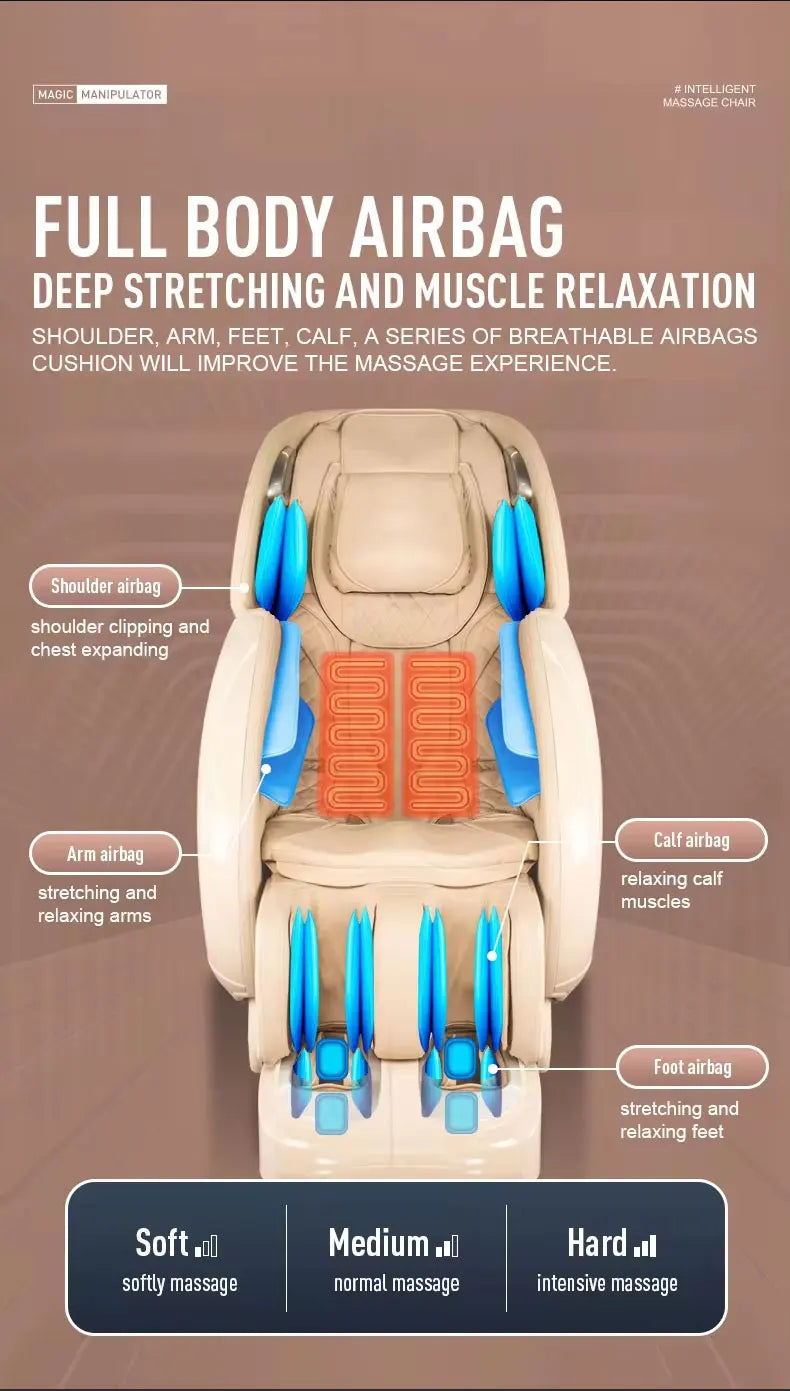 8D Full Body Luxury Shiatsu Massage Chair Smart Relax Heated Zero Gravity with Whole Body Sl Track Rocking Chair