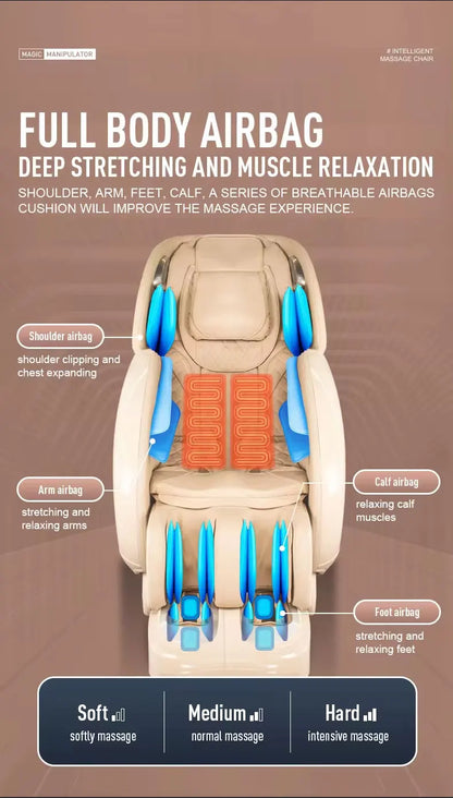 8D Full Body Luxury Shiatsu Massage Chair Smart Relax Heated Zero Gravity with Whole Body Sl Track Rocking Chair
