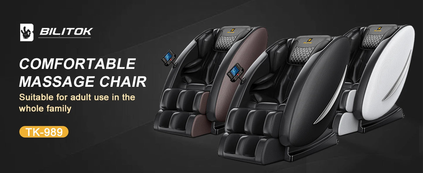 Massagesessel mit Zero-Gravity-Funktion, Ganzkörper-Massagesessel mit Heizung, Bluetooth-Lautsprecher, Airbags, Fußroller