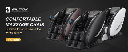 Massagesessel mit Zero-Gravity-Funktion, Ganzkörper-Massagesessel mit Heizung, Bluetooth-Lautsprecher, Airbags, Fußroller
