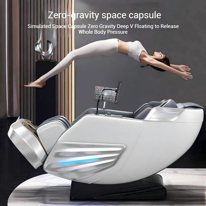 2025 4D-Massagesessel Shiatsu-Massage Ganzkörpermassagesessel Schwerelosigkeit, ausziehbare Fußstütze, SL Track Heizung Airbags, Heizung