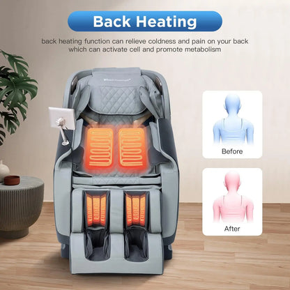 PayLeeHere Ganzkörper-Shiatsu-Massagesessel mit Schwerkraft-, Luftmassagesystem, Wermuttherapie und Bluetooth-Lautsprecher, Schwarz