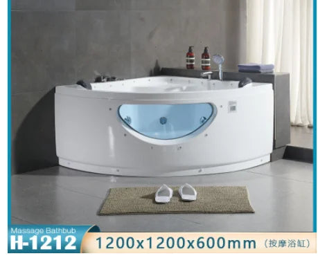 Dreieckige fächerförmige Acryl-Badewanne für Zuhause, Hotel, Paare, Erwachsene, Doppel-Whirlpool-Massage-Badewanne