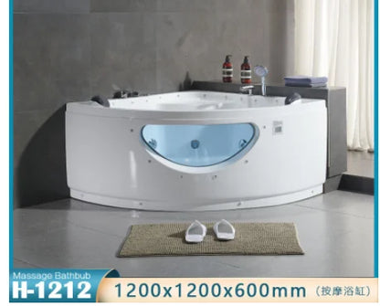 Dreieckige fächerförmige Acryl-Badewanne für Zuhause, Hotel, Paare, Erwachsene, Doppel-Whirlpool-Massage-Badewanne