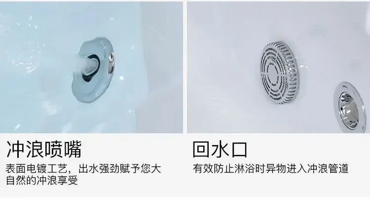 Thickened acrylic bathtub Small apartment Adult Surfing massage Constant temperature heating Smart