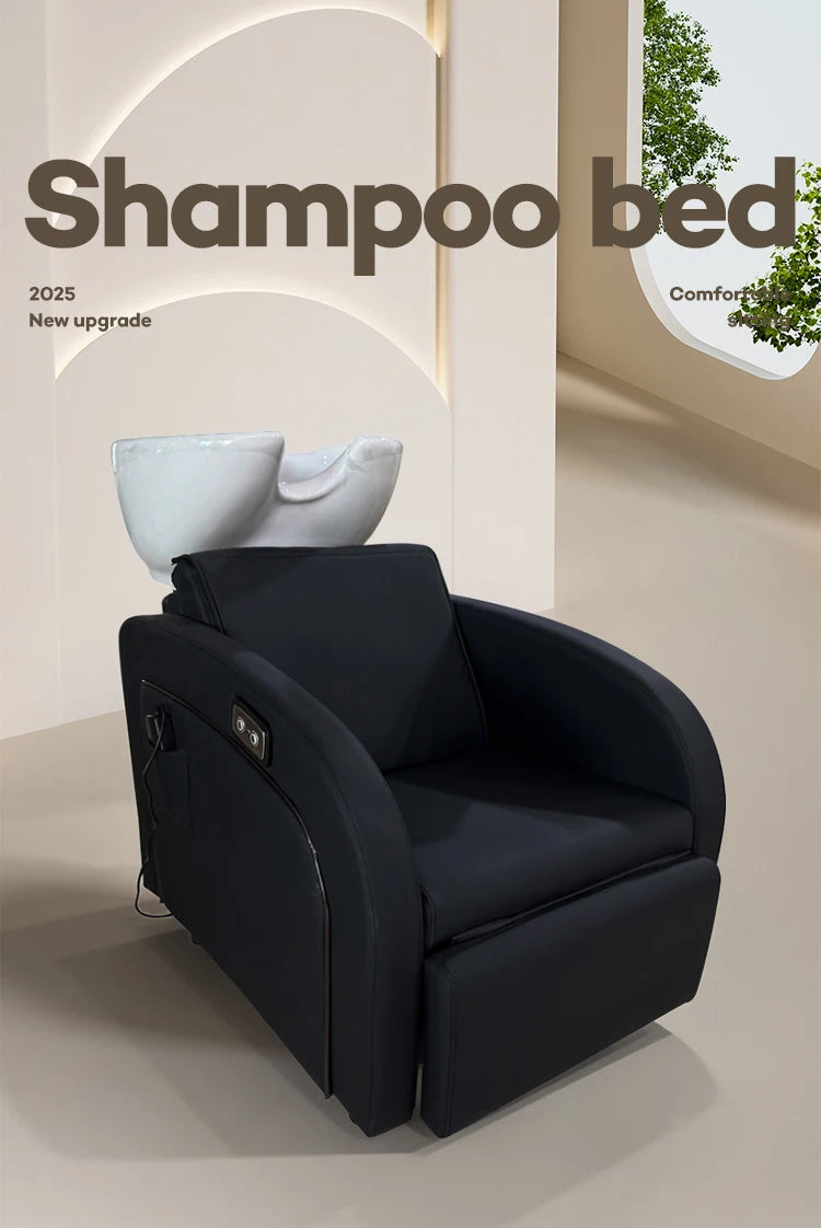 Friseurwaschbecken-Stuhl Massageshampoo-Becken Bettstuhl mit elektrischer Beinauflage
