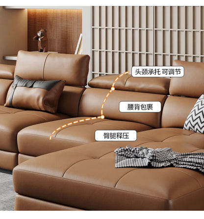 Europäisches Wohnzimmer-Sofa Echtleder-Ecksofa Modulares Luxus-Sofa Sala De Estar De Luxo Moderne Möbel