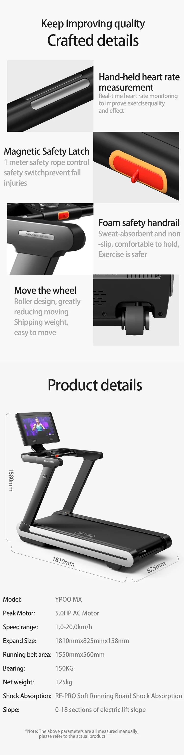 Neues Fitnessgerät Halbkommerzielles Laufband MX Neigung Super Wifi Touchscreen Laufband AC Motor Elektrisches Laufband