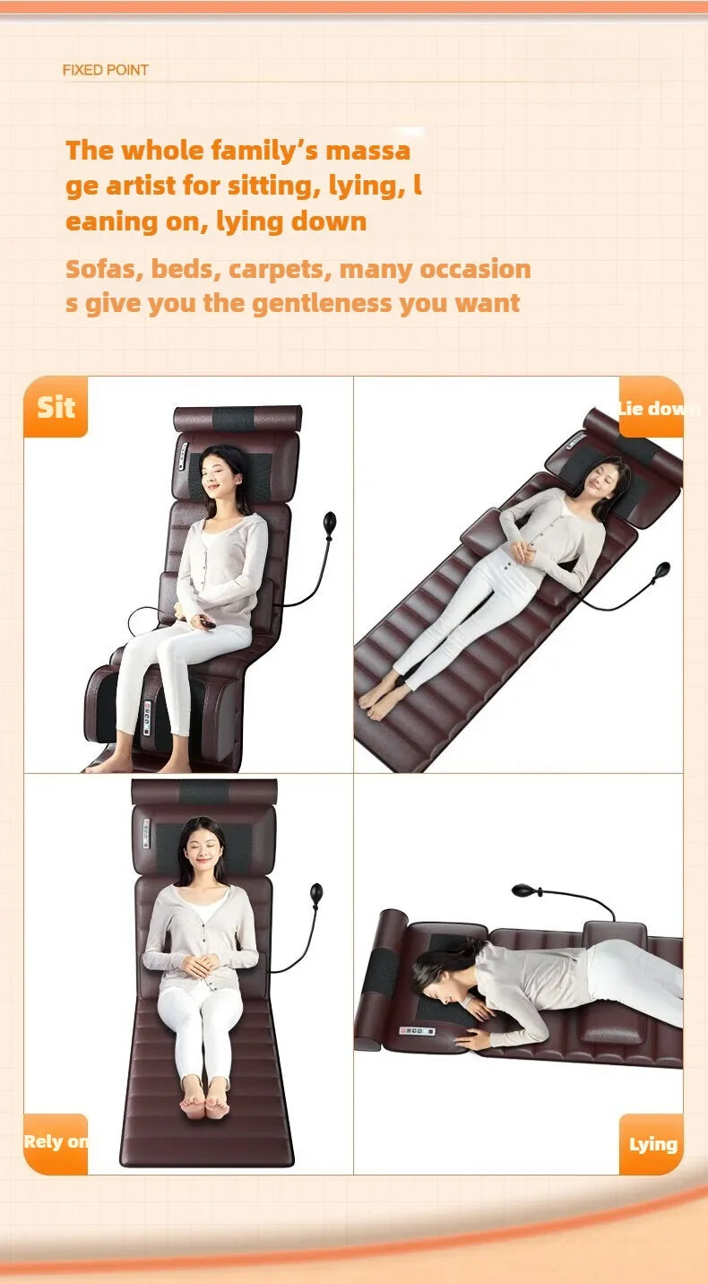 Elektrische Ganzkörpermassage-Matratze mit Heizung, Handsteuerung, Schulter-Nacken-Taillen-Airbag-Rücken-Knet-Vibrations-Massagekissen