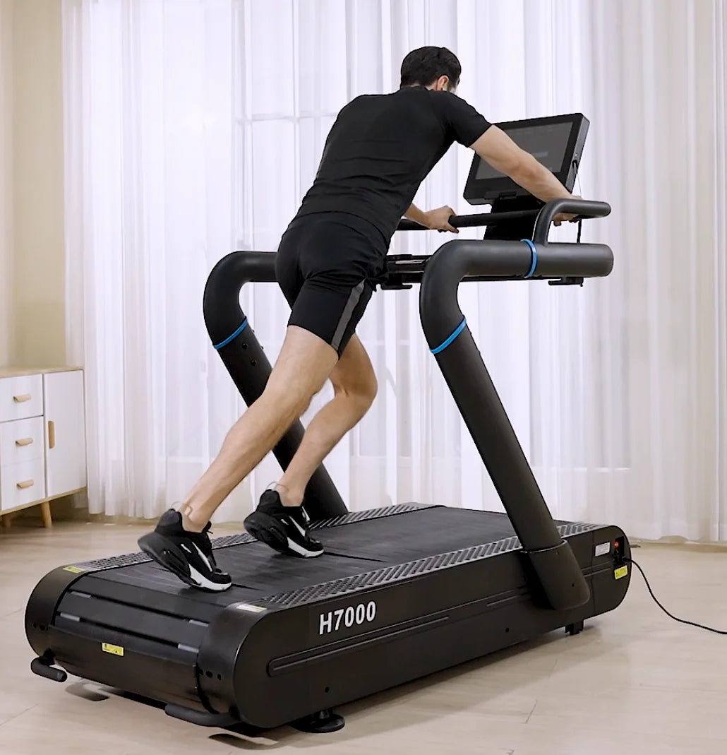 AC Motorized Crawler Treadmill Slat Commercial Treadmill  Curved Treadmill  Slat-belt Design That Reduces the Shock of Impact