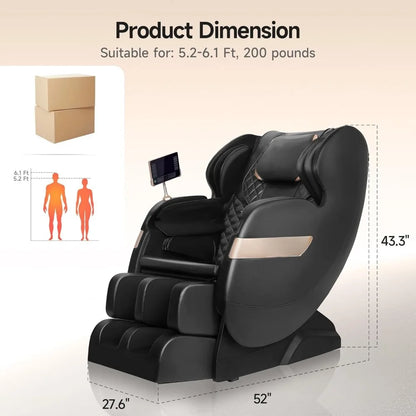 Ganzkörpermassage-Sessel mit Dual-Core S-Track, Shiatsu-Massagesessel mit Schwerelosigkeit und APP- und LCD-Steuerung