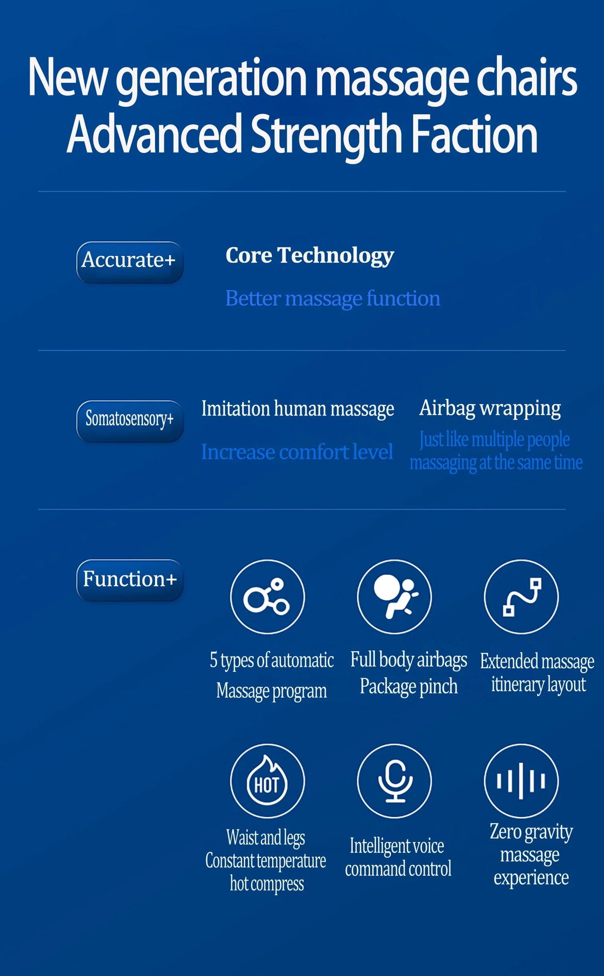 Luxus-Elektro-Freizeit-Massagesessel Zero Gravity Intelligent Ganzkörper-Multifunktions-Bluetooth-Musik-U-förmiges Kissen+Kurzbefehl