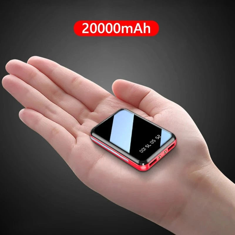 Mini Power Bank – Portable Mirror Screen External Battery with LED Digital Display, Fast Charging for SmartPhone